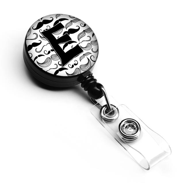 CJ2009-EBR Letter E Moustache Initial Retractable Badge Reel