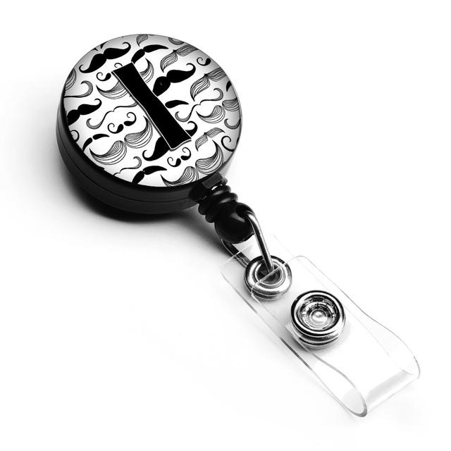 CJ2009-IBR Letter I Moustache Initial Retractable Badge Reel