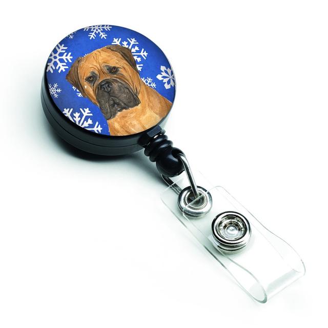 SS4655BR Bullmastiff Winter Snowflakes Holiday Retractable Badge Reel
