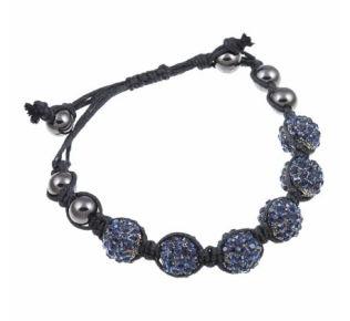 Black Cord Macrame Montana Blue Crystal Adjustable Bracelet