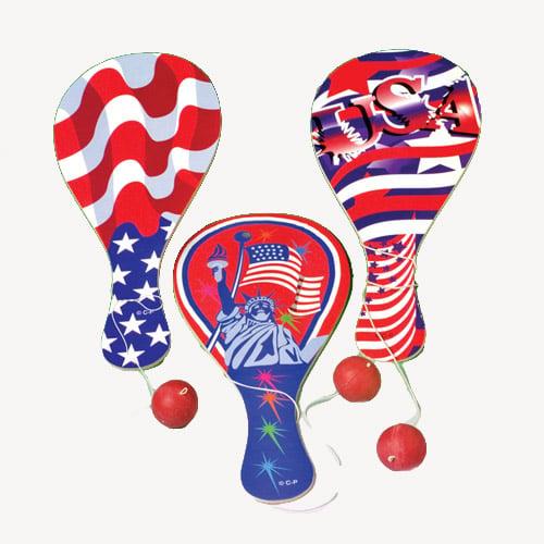 Patriotic Paddle Balls - Pack of 12