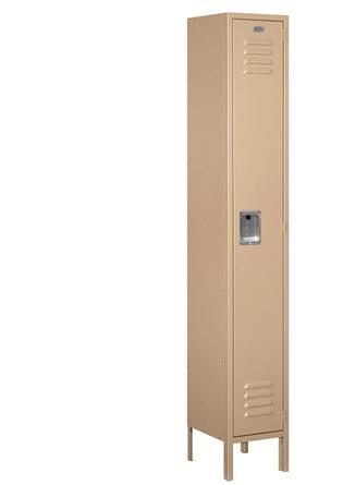 Salsbury Standard Metal Locker Single Tier - 1 Wide - 6 Feet High - 12 Inches Deep - Tan - Assembled