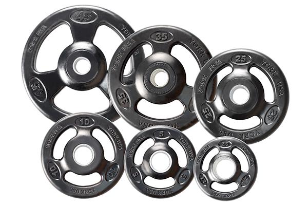 Grip Urethane Encased Olympic Plates- Black - 25 lbs