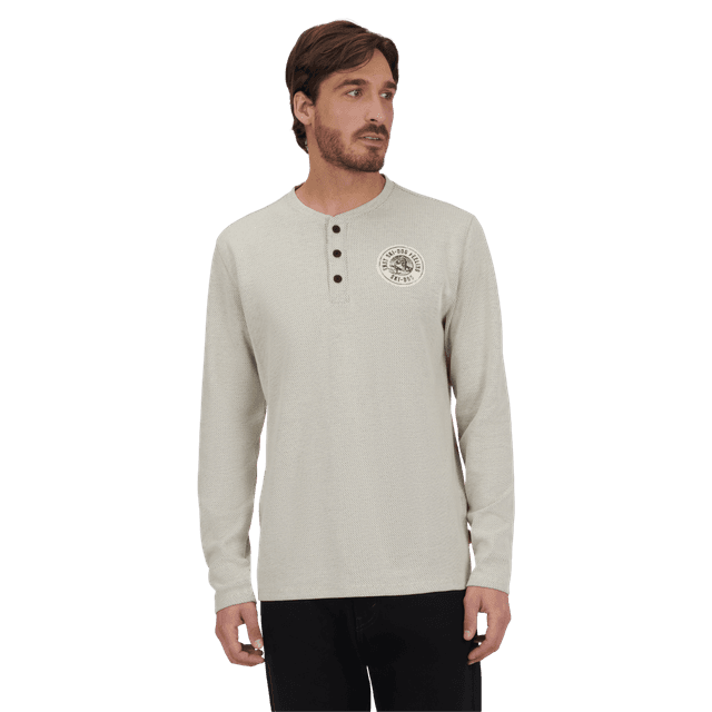 Ski-Doo Men's Thermal Waffle Henley Shirt | Cold Weather Snowmobile Base Layer