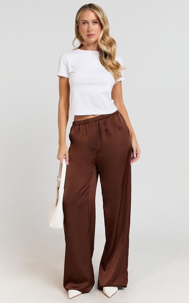 Gloria Pants - Low Rise Straight Leg Pants in Chocolate