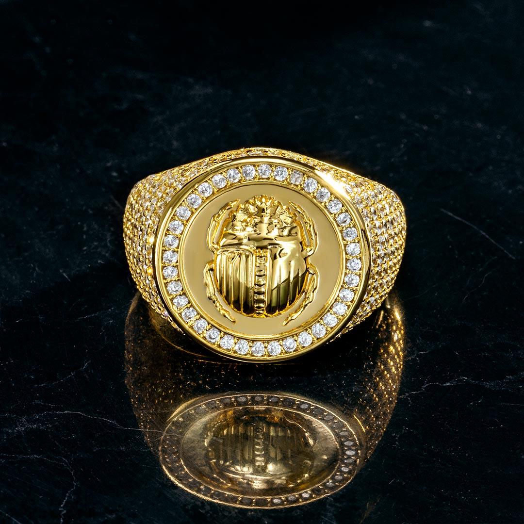 Iced Scarab Ring in Gold
