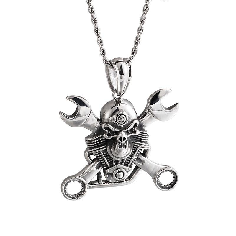 Skull Wrench Titanium Steel Pendant