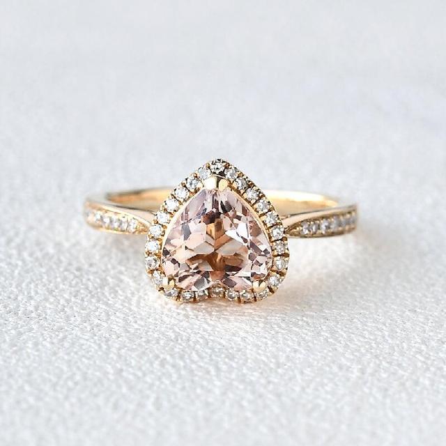 Bague de fiançailles halo morganite taille cœur