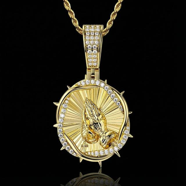 Iced Thorns Praying Hands Pendant