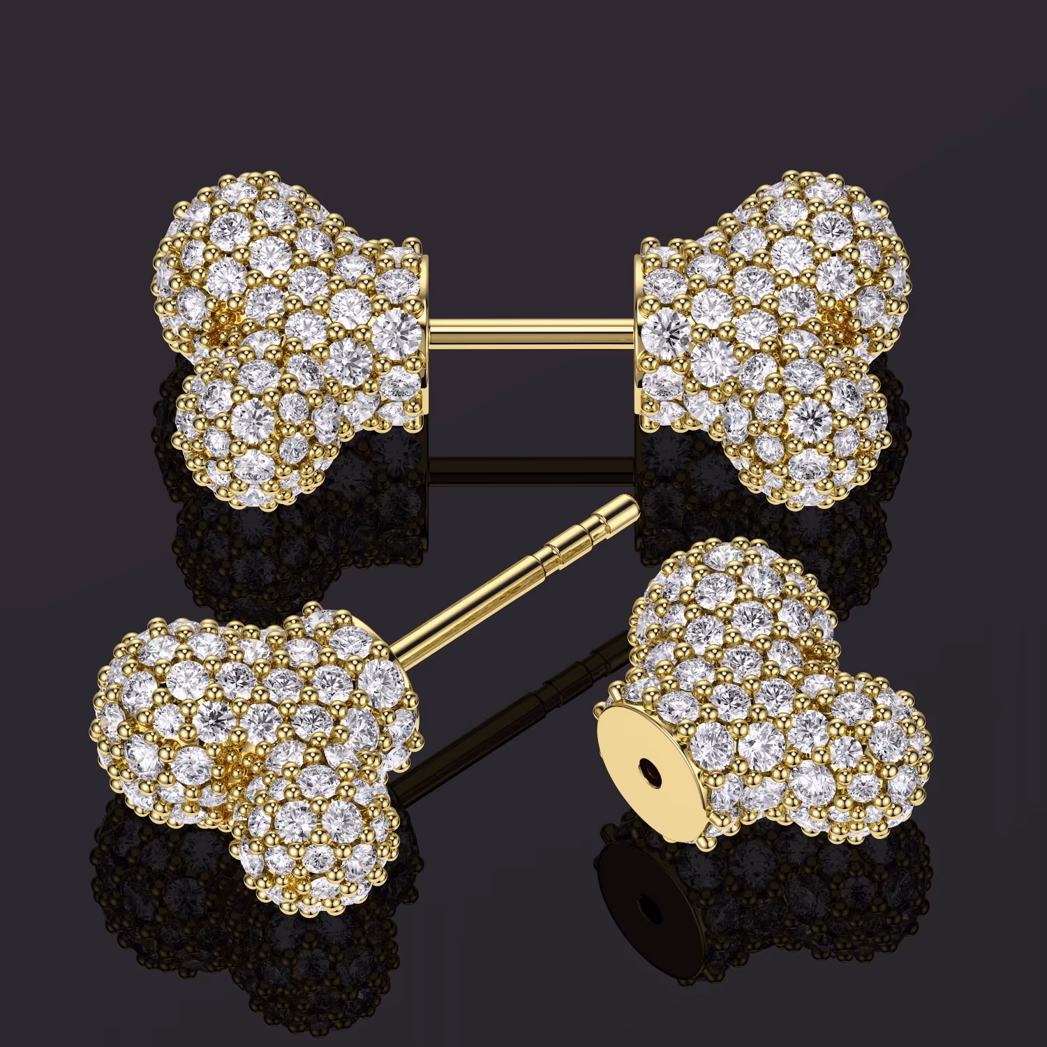 Full Diamond White Stone Bone Earrings In 18K Gold/White Gold Plated
