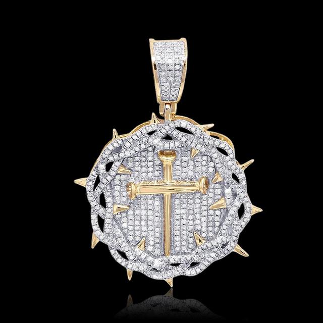 Pendentif Croix d'Ongles Couronne d'Épines Glacée