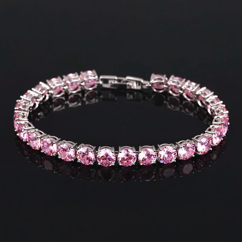 6mm Pink Tennis Bracelet in White Gold