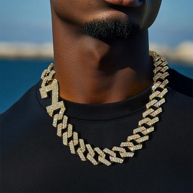 Chaîne cubaine numérotée glacée de 8 mm et 20 pouces