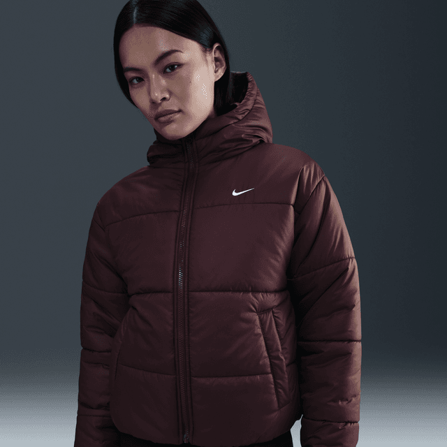 Women's Nike Sportswear Classic Puffer Therma-FIT Loose Hooded Jacket in Red | FZ5899-652