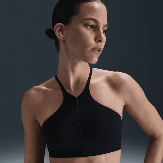 Nike Women's One Keyhole Light-Support Padded High-Neck Sports Bra in Black | HJ3726-010