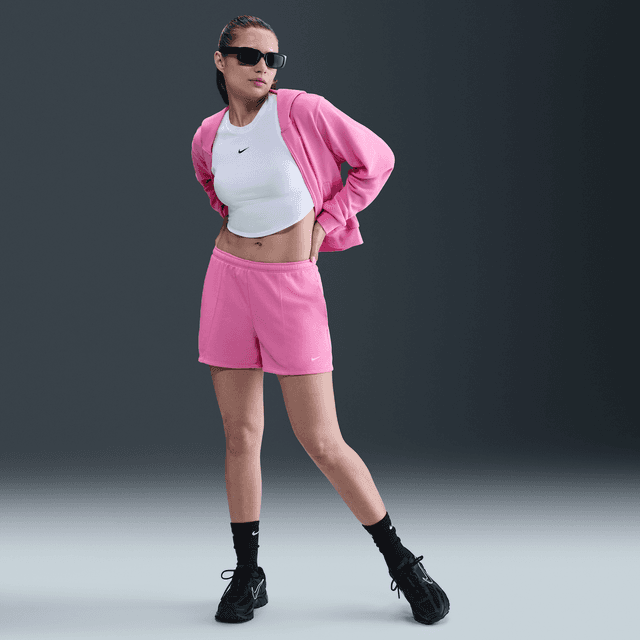 Women's Nike Sportswear Chill Terry Mid-Rise 4" French Terry Shorts in Pink | HF6940-675