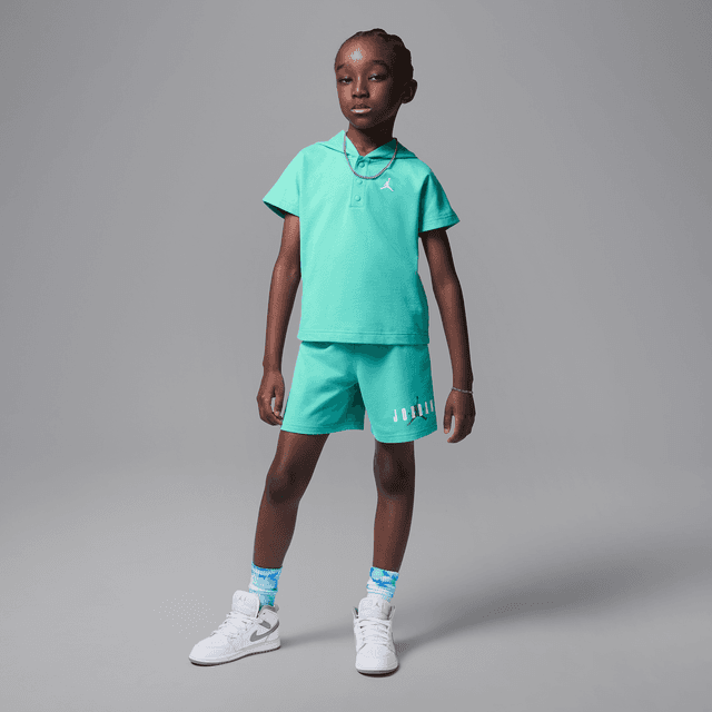 Jordan Little Kids' 2-Piece French Terry Henley Hoodie Set in Green | 85F001-B5P