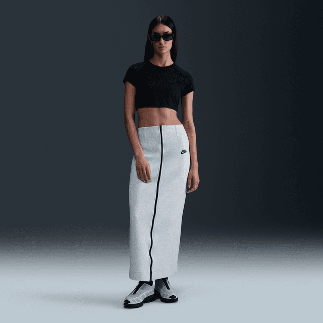 Women's Nike Sportswear Tech Fleece Slim Maxi Skirt in Grey | HJ0918-013