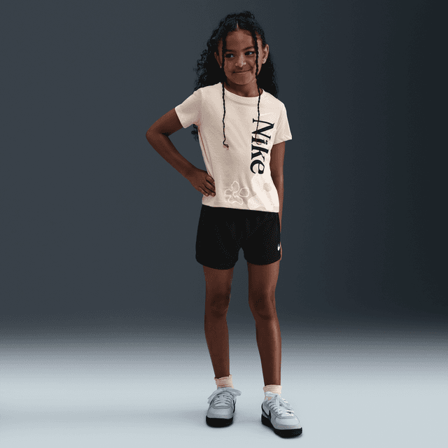 Nike Little Kids' Wild Flower T-Shirt and Mesh Shorts Set in Black | 36N050-023
