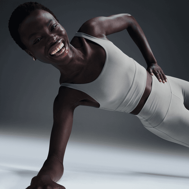 Nike Women's Zenvy Rib Light-Support Padded Longline Sports Bra in Green | HF1542-320