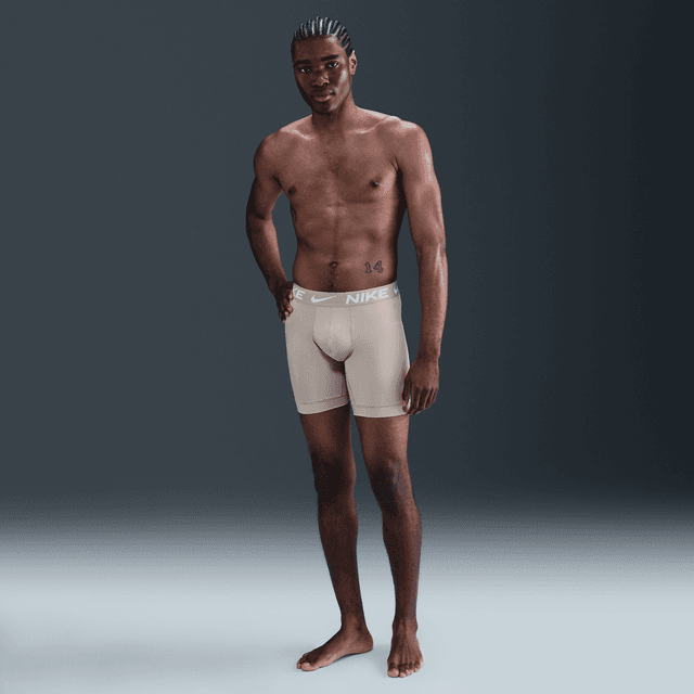 Nike Men's Dri-FIT Essential Micro Long Boxer Briefs (3-Pack) in Grey | KE1158-032