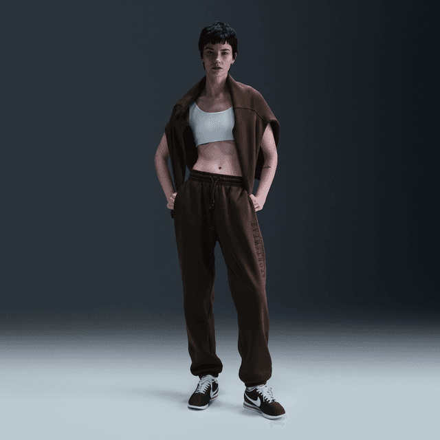 Women's Nike Sportswear Phoenix Fleece High-Waisted Oversized Sweatpants in Brown | HV4669-237