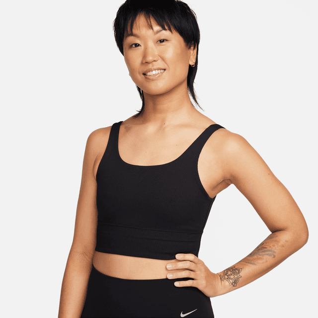 Nike Women's Zenvy Rib Light-Support Non-Padded Longline Sports Bra in Black | FQ0410-010