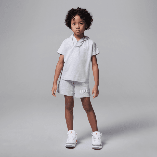 Jordan Little Kids' 2-Piece French Terry Henley Hoodie Set in Grey | 85F001-G2H