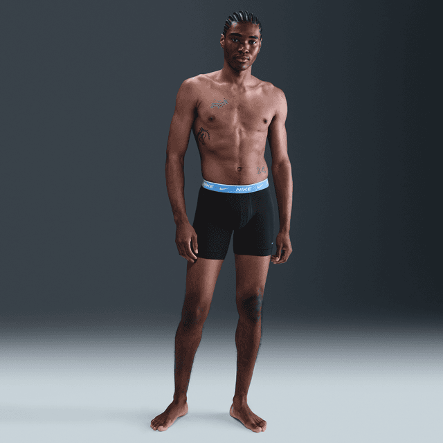 Nike Men's Dri-FIT Essential Cotton Stretch Boxer Briefs (3-Pack) in Blue | KE1167-997