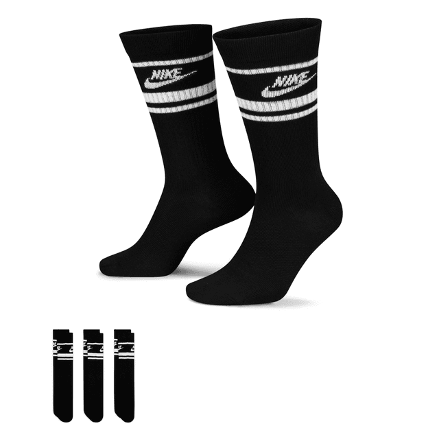 Unisex Nike Sportswear Dri-FIT Everyday Essential Crew Socks (3 Pairs) in Black | DX5089-010