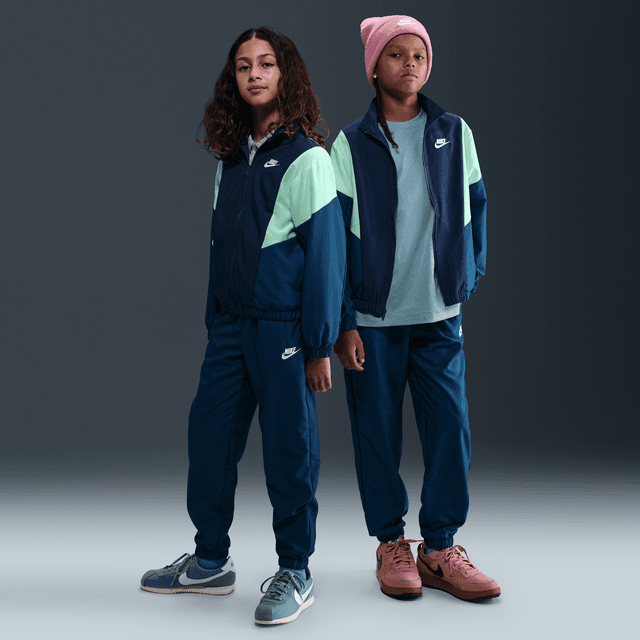 Nike Sportswear Big Kids' Woven Tracksuit in Blue | HQ9314-415