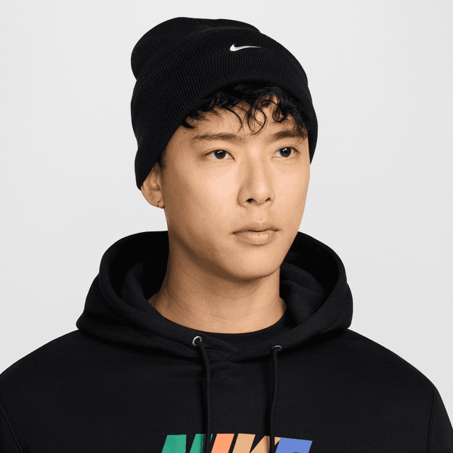 Nike Unisex Peak Swoosh Beanie in Black | HF0187-010