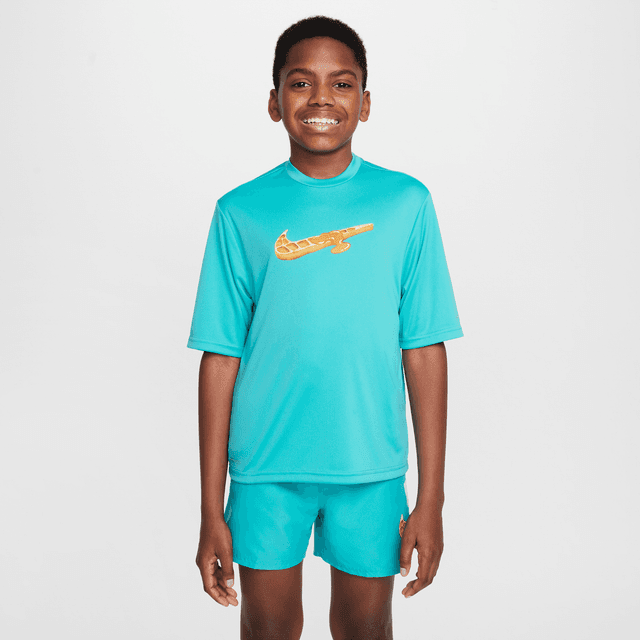 Nike Swim Hydroguard Big Kids' (Boys') Dri-FIT Short-Sleeve Top in Green | NESSF830-463
