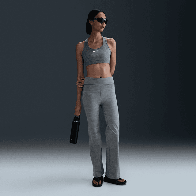 Nike Women's One Dri-FIT High-Waisted Fold-Over Pants in Grey | FV7848-084