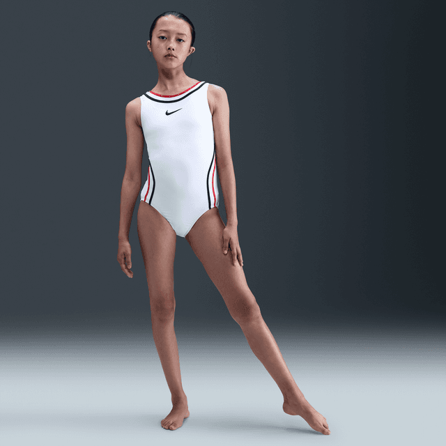 Nike Women's Gymnastics Victory Lane Leotard in White | NKA039-180