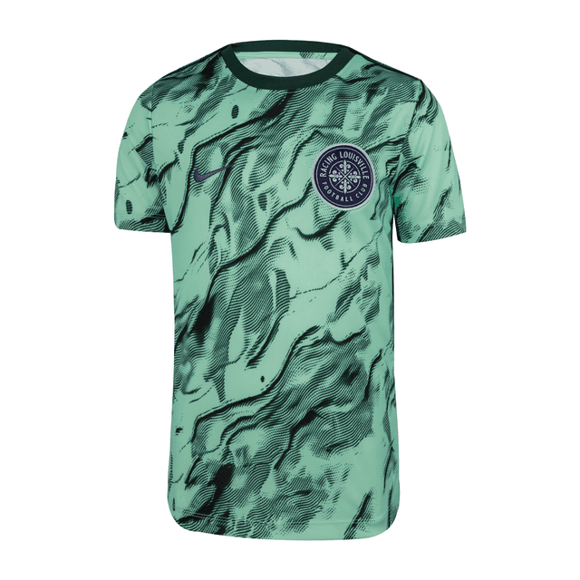 Racing Louisville FC 2025 Big Kids' Nike NWSL Short-Sleeve Pre-Match Top in Green | B21568RLFC-FOM