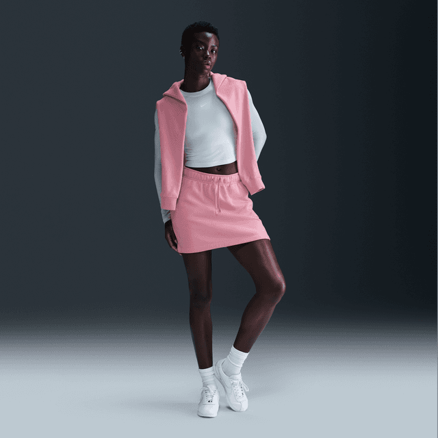 Women's Nike Sportswear Club Fleece Mid-Rise Skirt in Pink | HV2344-699