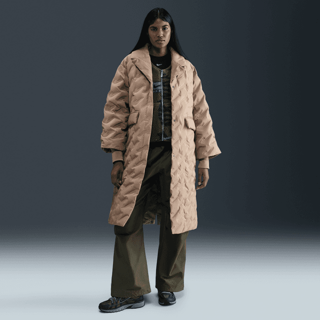 Women's Nike Sportswear Swoosh Series Therma-FIT Oversized Down Trench Coat in Brown | IB2010-247