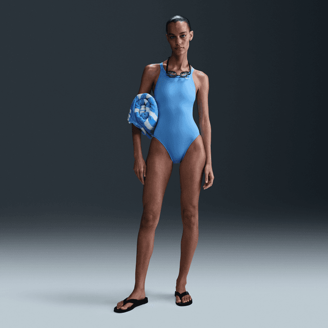 Nike Women's Swim Fastback One-Piece Swimsuit in Blue | NESSA001-438