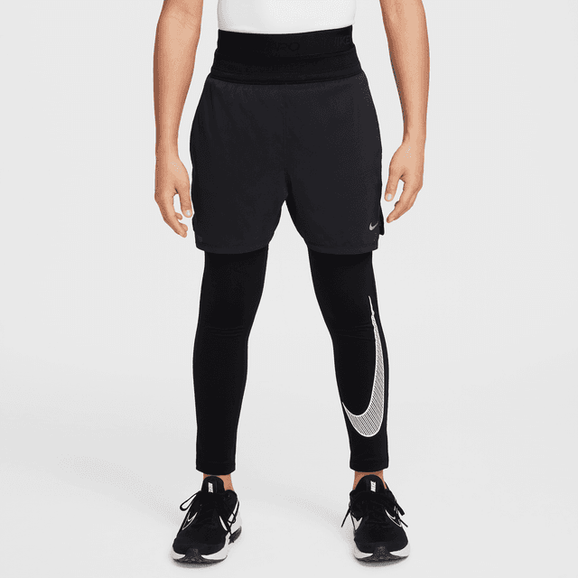 Nike Pro Warm Big Kids' (Boys') Dri-FIT Training Tights in Black | HF4364-010