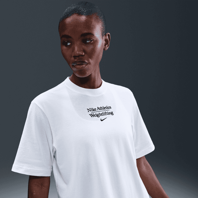 Nike Women's Weightlifting Boxy T-Shirt in White | APS535NAWL-WHT