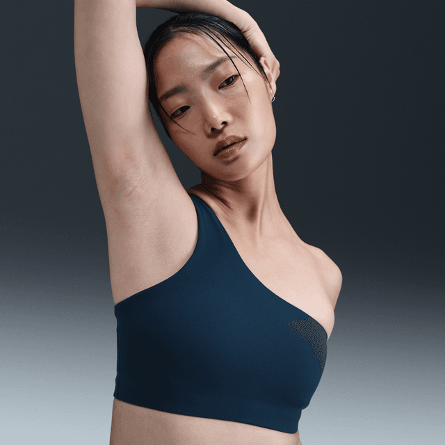 Nike Women's Zenvy Asymmetrical Light-Support Padded Sports Bra in Blue | HQ9182-478