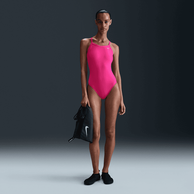 Nike Women's HydraStrong Racerback One-Piece Swimsuit in Pink | NESSA017-678