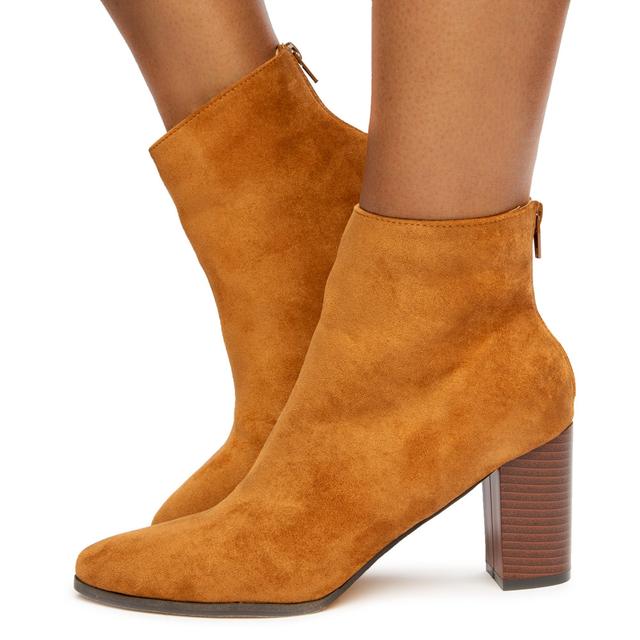 Women Reward-1 Chunky Heel Bootie Tan Suede Boots 8.5 Tan Suede