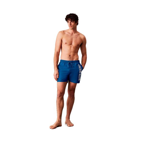 Calvin Klein Badebekleidung Blau - Mittellanger Badeanzug mit Kordelzug - Intense Power - S - Ref.