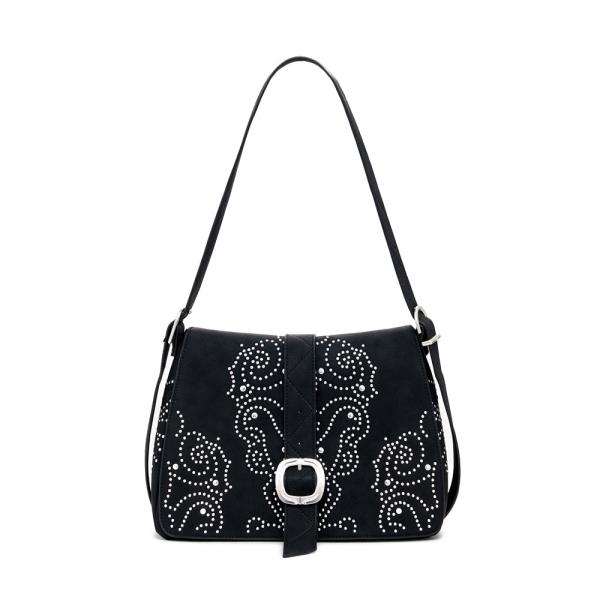 Desigual Piccola borsa a tracolla effetto pelle borchiata - U Nero- Ref.