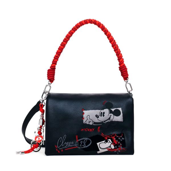 Desigual Sac bandoulière moyen Mickey en similicuir - U Noir- Ref.