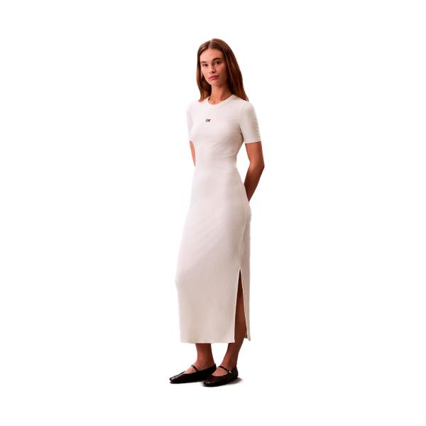 Calvin Klein MODAL STRETCH RIBBED MIDI DRESS , Cream, Size - Ref.