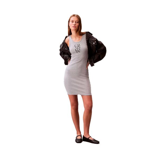 Calvin Klein RIBBED STRAP DRESS , Grey, Size - Ref.