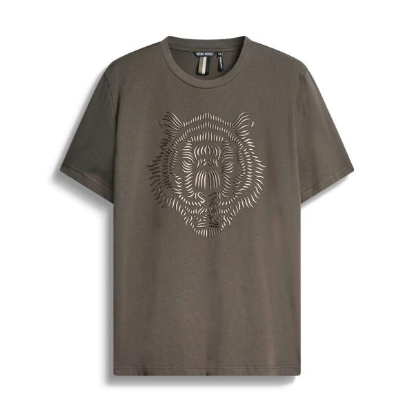 Antony Morato T-shirts Vert - T-shirt coupe régulière avec imprimé tigre réfléchissant - L - Ref.